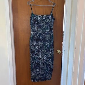 Abercrombie Satin Midi Swirl Print Dress